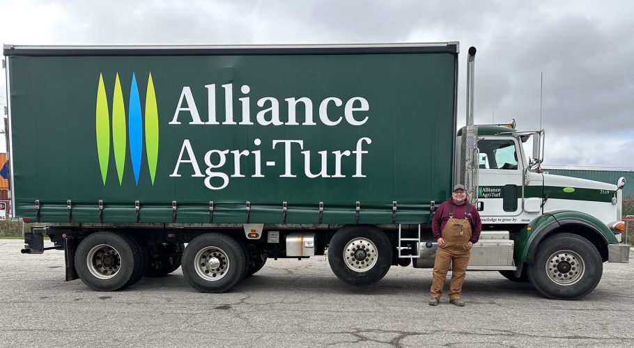 Photo of Alliance Agri-Turf employee standing next to one of Alliance Agri-Turf's trucks Alliance Agri-Turf Careers
