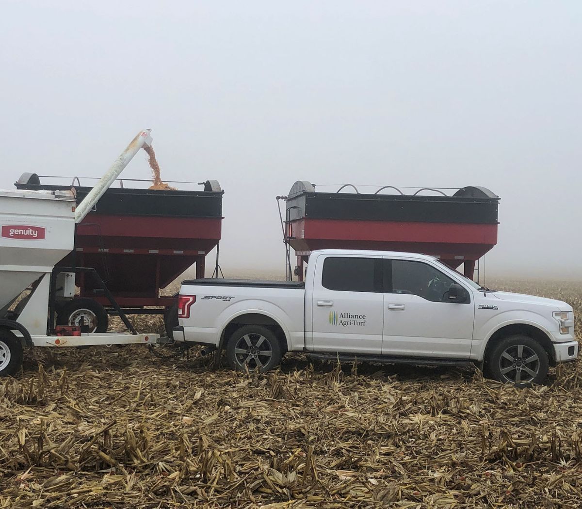 Alliance Agri-Turf careers image truck and grain loader at cropland