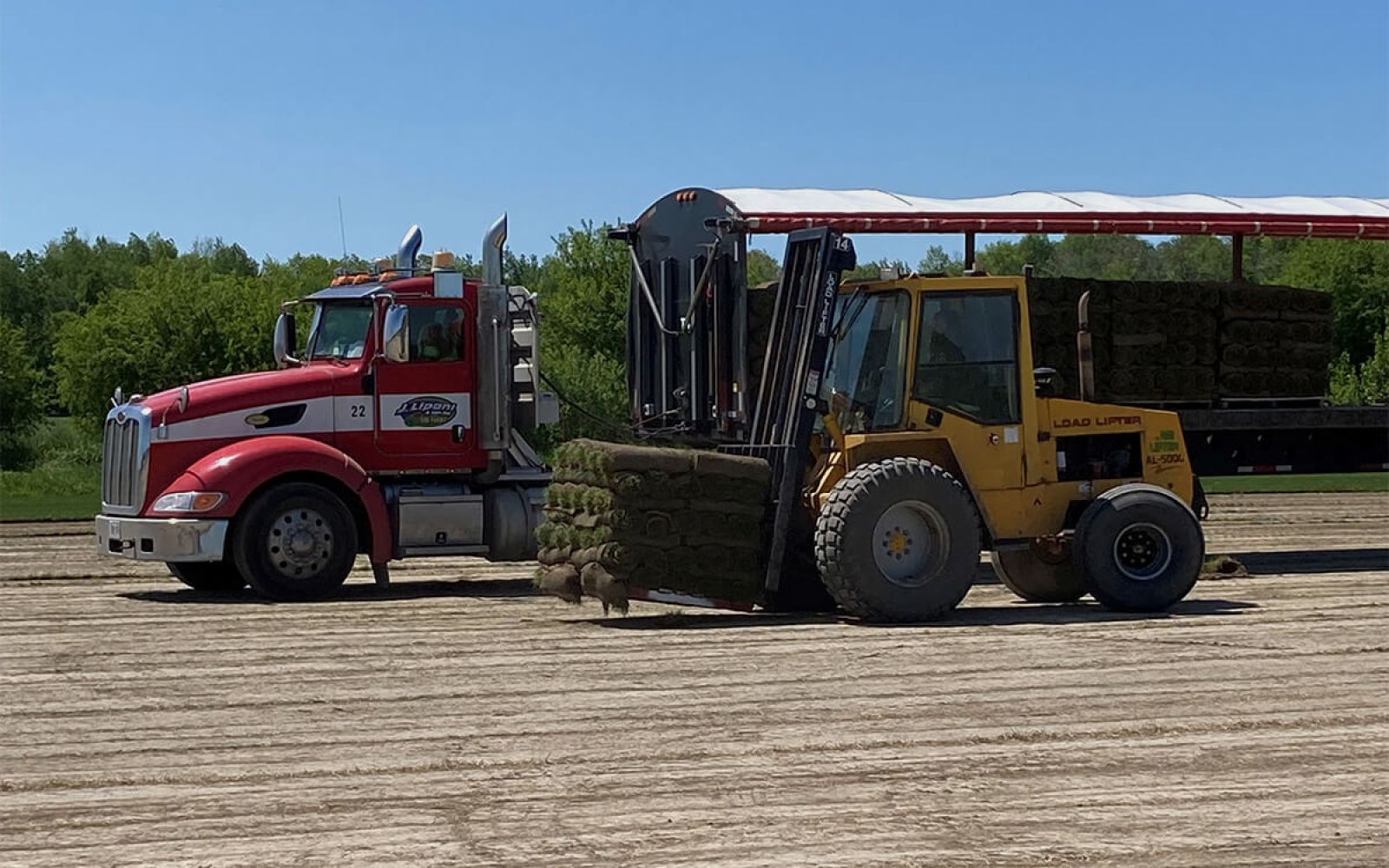 Photo of Alliance Agri-Turf truck and equipment for transporting turf Alliance Agri-Turf Turf Companies