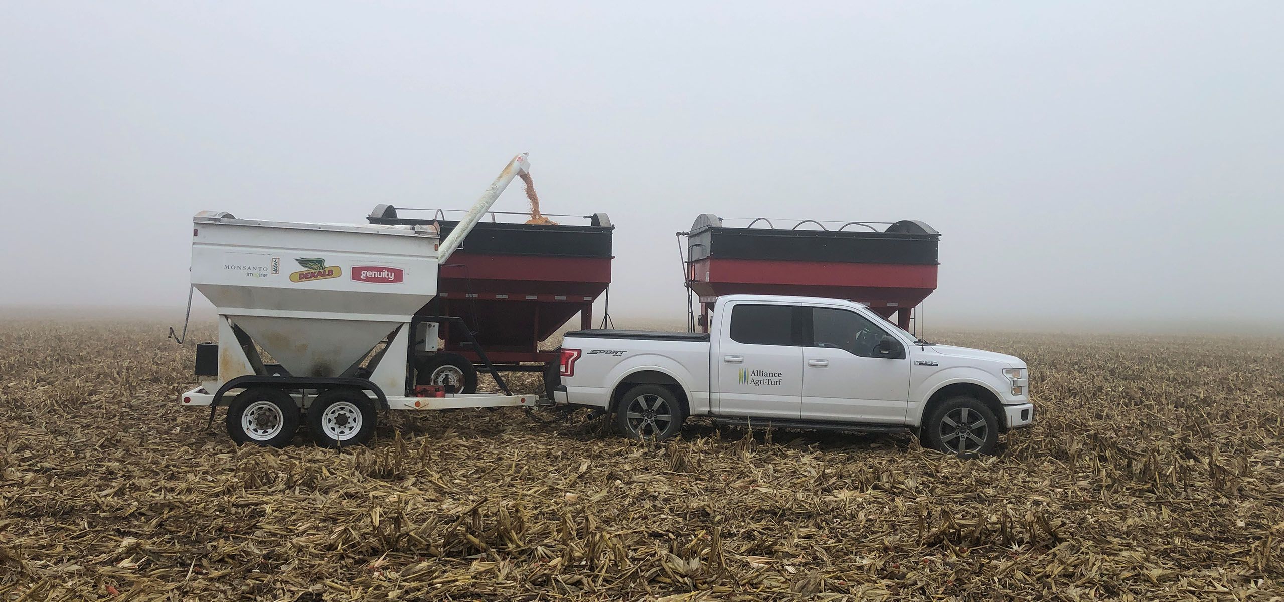 Alliance Agri-Turf careers image truck and grain loader at cropland