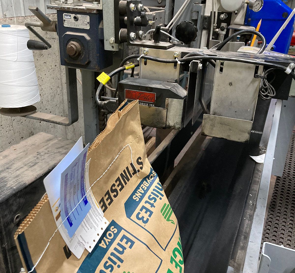 Alliance Agri-Turf bagging machine in warehouse
