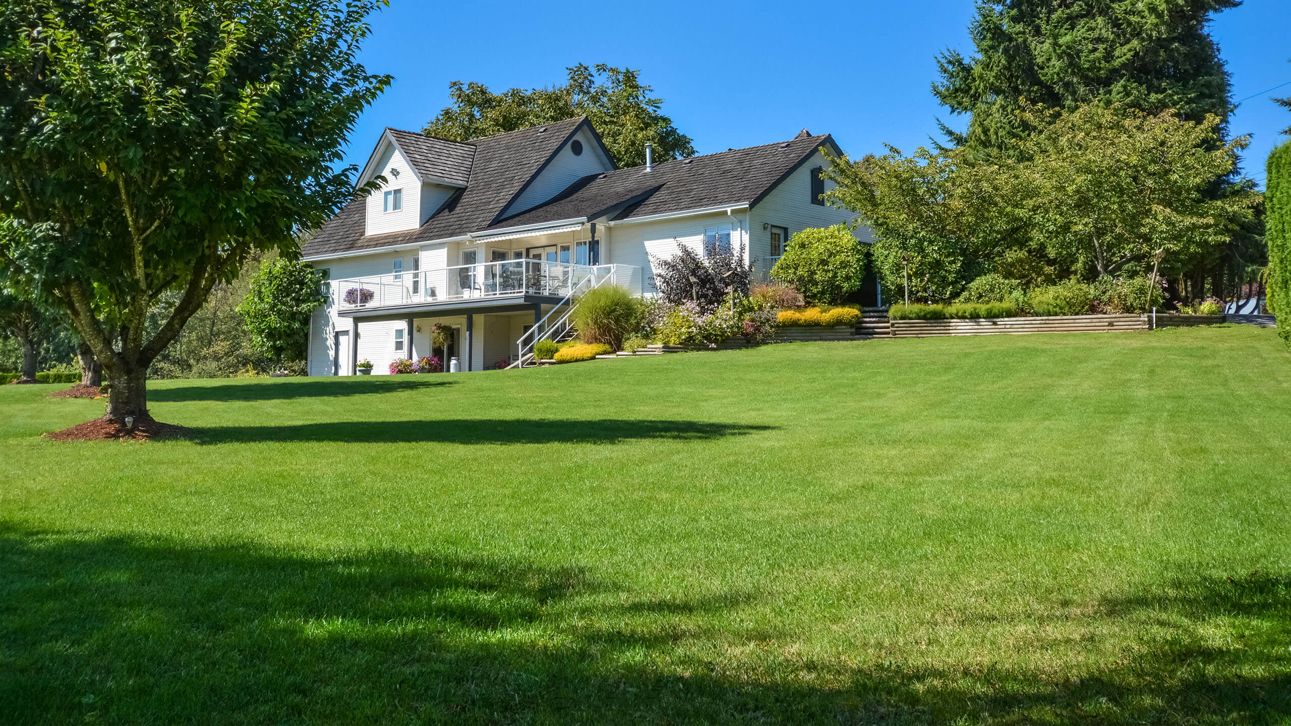 A beautifully landscaped lawn and garden.
